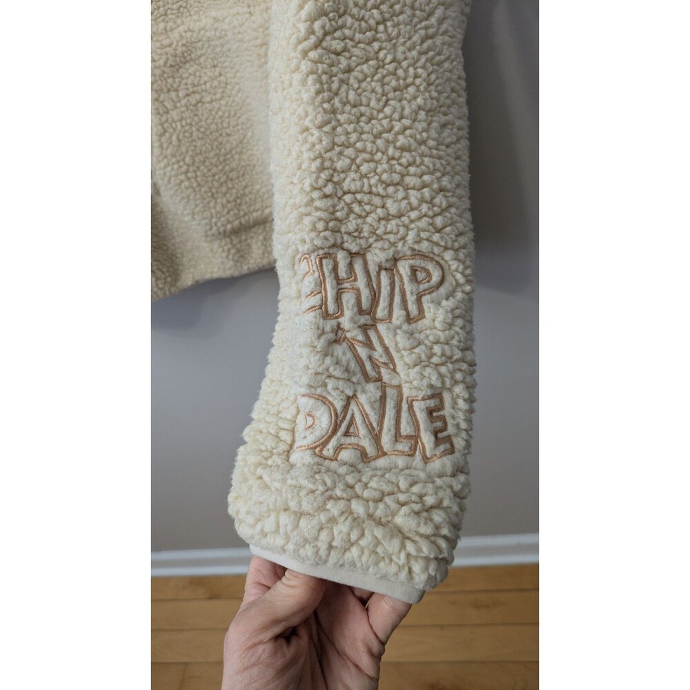 Tokyo Disney Resort Hoodie L Oversized Chip N Dale Ears Sherpa Cream Cozy RARE - Picture 3 of 9